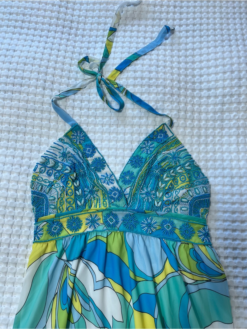 Boston Proper Capri Waters Beaded halter Maxi Dress - S - Picture 8 of 14